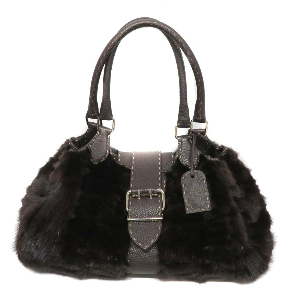 Fendi handbag fur trim brown